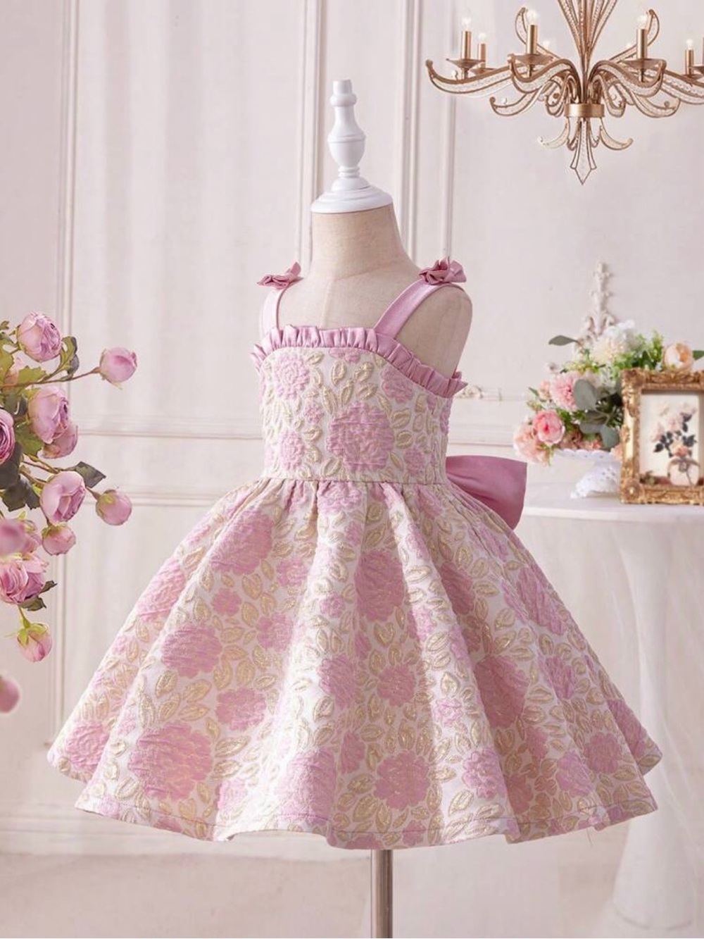 SHEIN Light Pink Satin Ruffle Dress